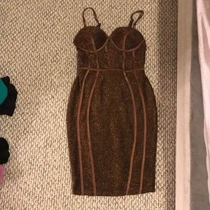 Brown Sparkly midi dress
